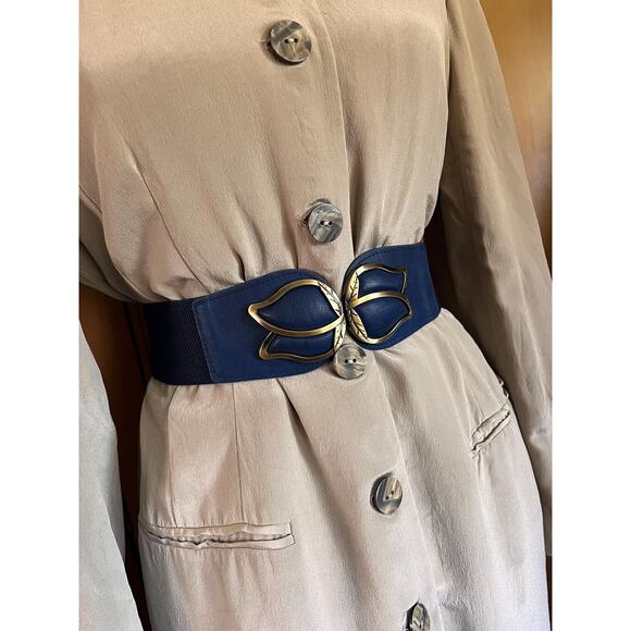 Vintage elastic belt in navy blue, size M - Picture 1 of 5